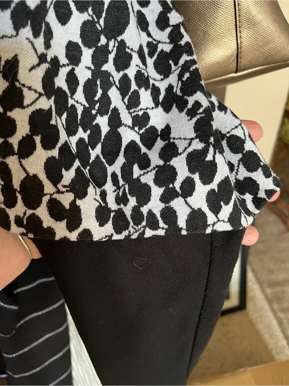 Joseph Ribkoff Artsy Abstract Leaf Swing Jacket Tiered Mixed Media Sleeve